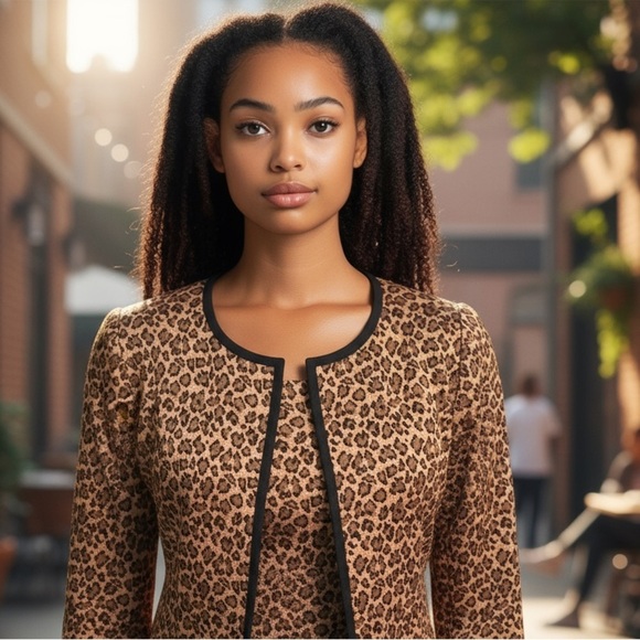 Misook Sweaters - Misook Cheetah Print Knit Cardigan